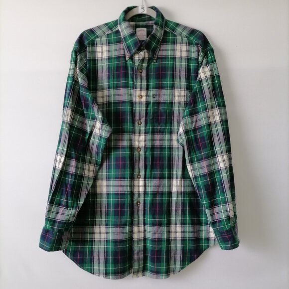 Brooks Brothers Mens Multicolor Long Sleeve Plaid Button Down Shirt Size L - Picture 1 of 8